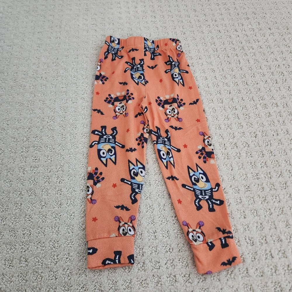 Bluey Halloween Toddler Pajama Pants Orange Skeleton Bingo size 4T